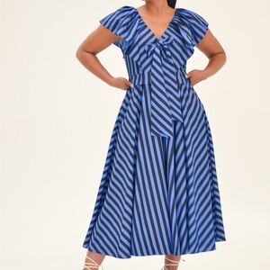Striped Blue and Black Maxi Dress